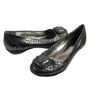 Alfani Shyanne Slip On Shoes Women's 7M Metallic‎ Brown Leather Upper Embossed